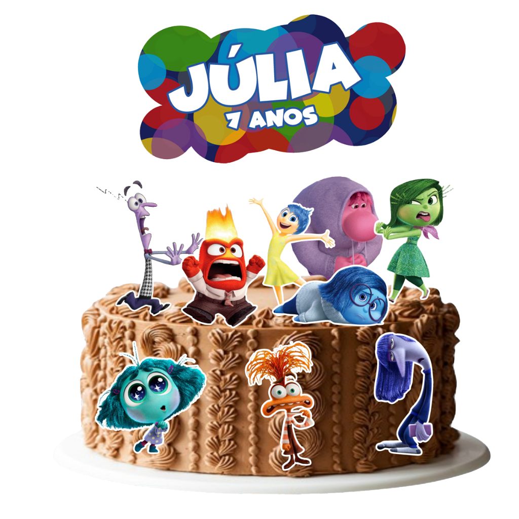 Topo De Bolo Personalizado DIVERTIDAMENTE Topper Cake Qualquer Tema!