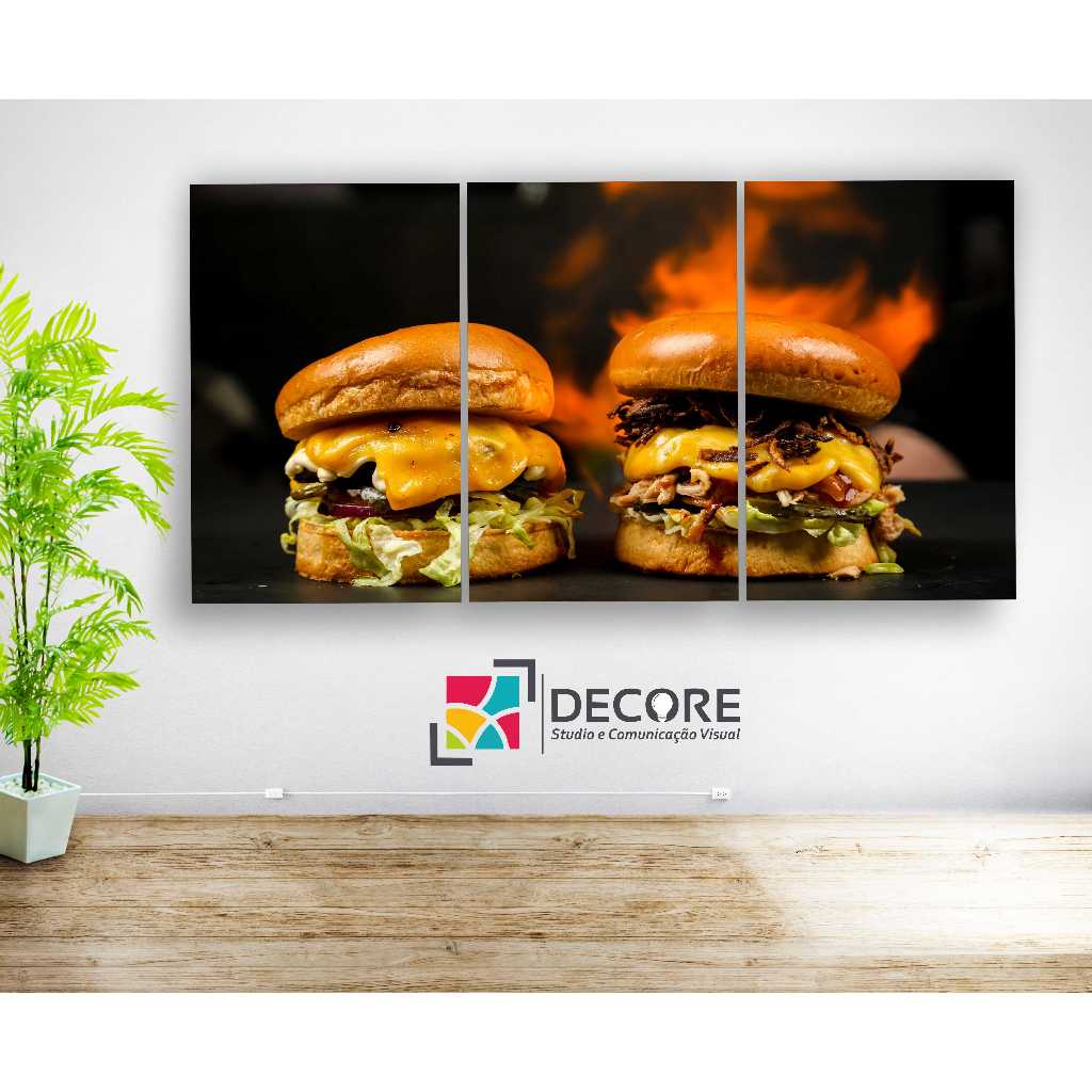 quadro decorativo hambúrguer artesanal saboroso decoração hambúrgueria lanchonete restaurante  bar