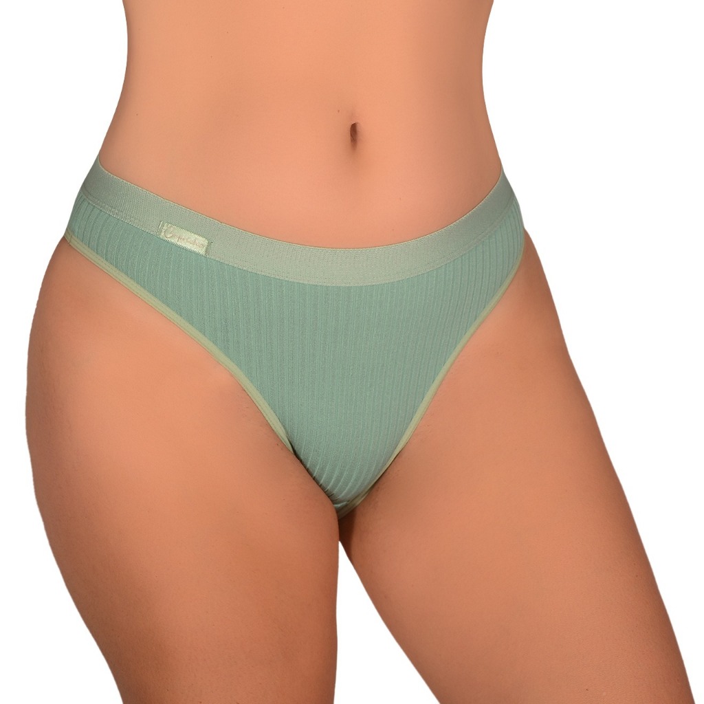 Kit Calcinha Tanga Talita Confortável Canelada com Forro 100% Algodão Elástico cintura Sustentação