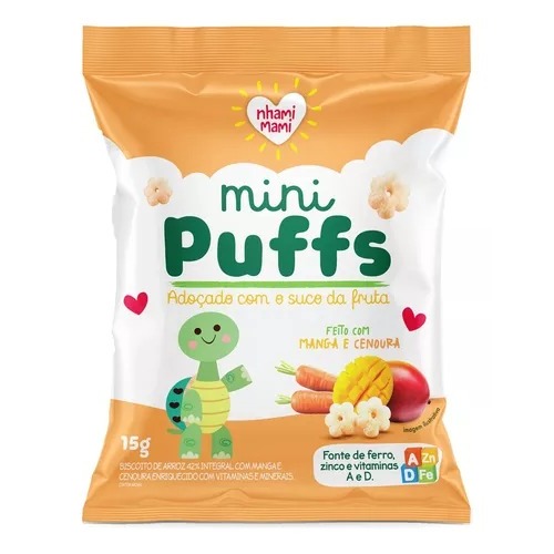 Mini Puffs Snack P/crianças Manga E Cenoura 15g -nhamimami