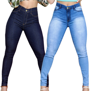 Kit 2 Calças Veste Bem Cós Alto Empina Bumbum Até o Umbigo Lycra em Oferta na Shopee