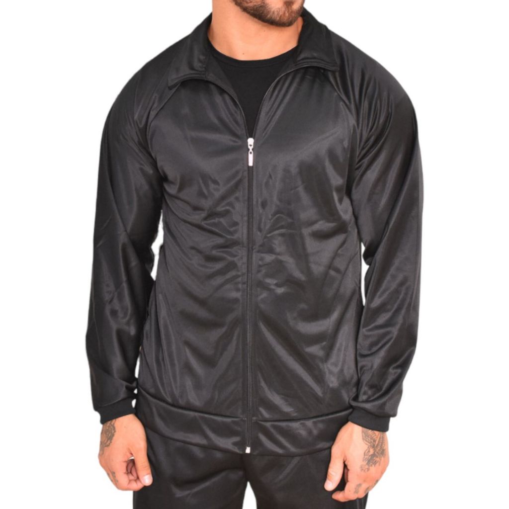 Jaqueta Preta Masculina Em Tecido Chimpa Pronta Entrega Promocão