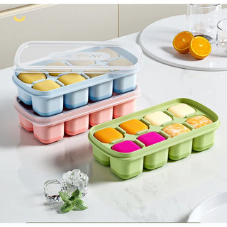 Forma De Gelo Silicone Com Tampa C/8 Divisorias DIY Cubo Molde Formato Quadrada
