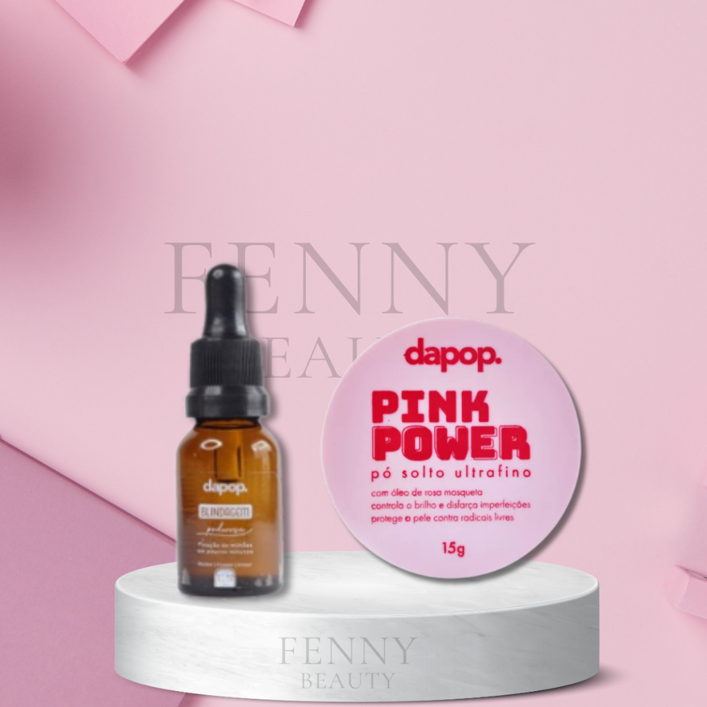 Kit Pó Solto Ultrafino Rosa Mosqueta Pink Power - Dapop + Blindagem De Maquiagem - Dapop ou Playboy