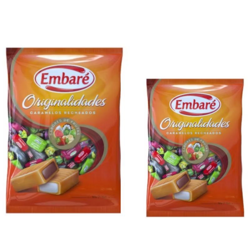 KIT 2 PC  BALA EMBARÉ CARAMELO SORTIDO RECHEADA ORIGINALIDADE 600G TOTAL 1.200KL em Oferta na Shopee