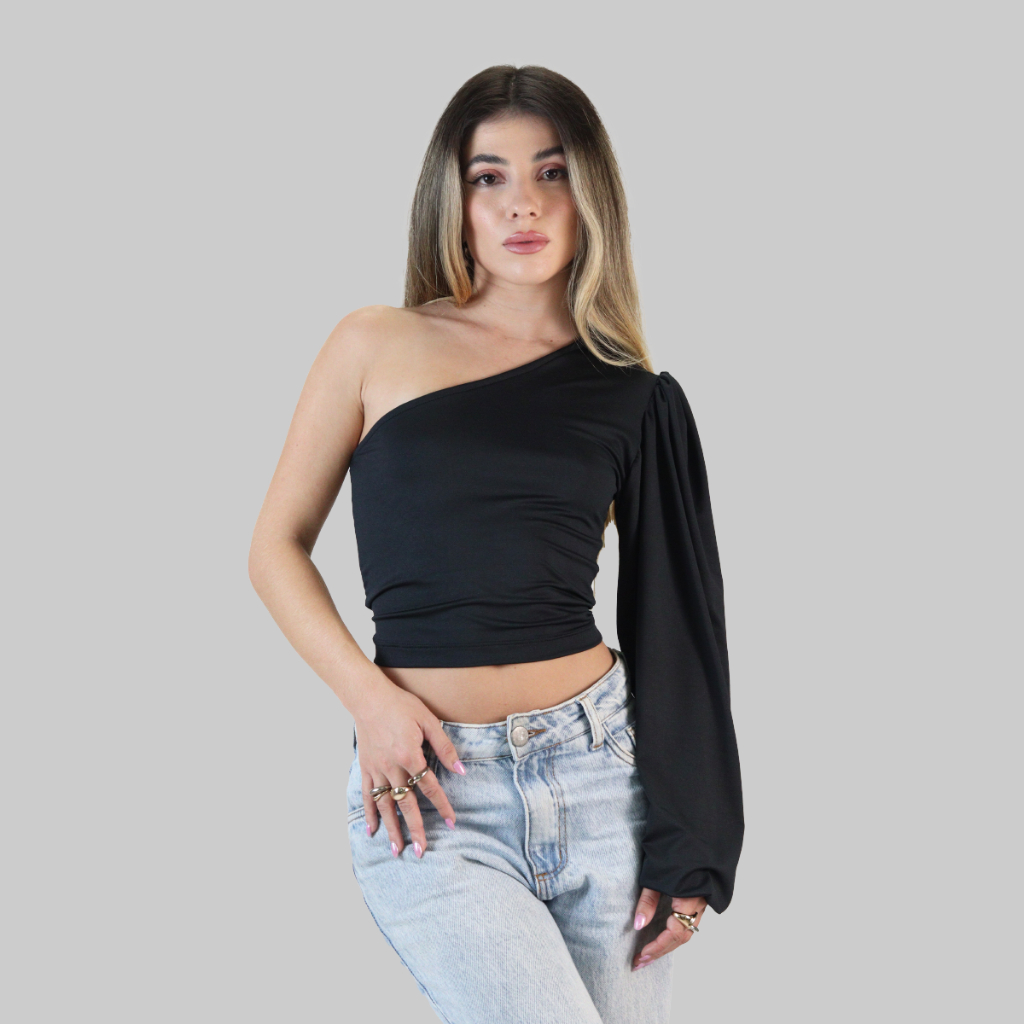 Cropped um Ombro Só Manga Bufante: Onde Comprar | BuscaProdutos