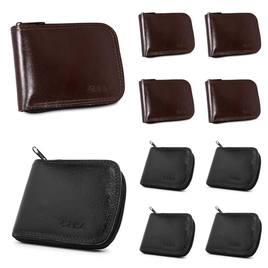kit com 10 carteira couro masculina ziper grande cabe rg oferta