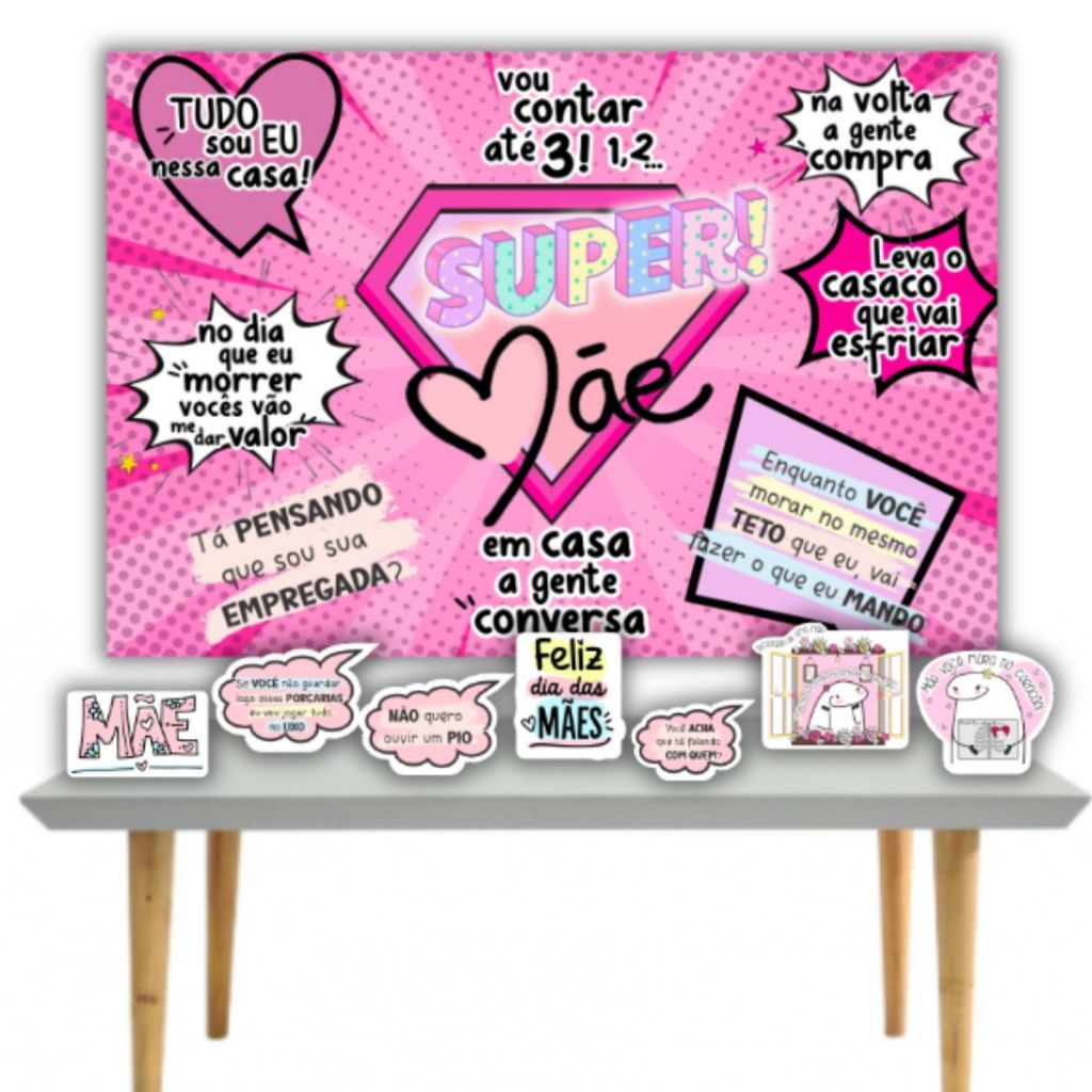 Kit decoração para Dia das Mães com painel e displays enfeitar vitrine mãe mamães mamãe