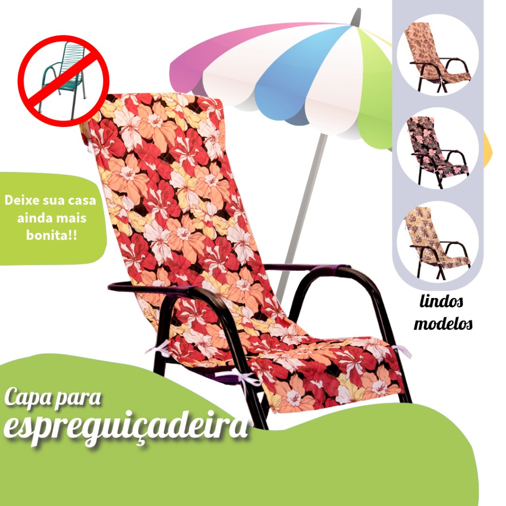 Capas de Cadeira de Praia/ Espreguiçadeira de Área /Deixe sua Varanda Mais Bonita - Floral 1 Pç -