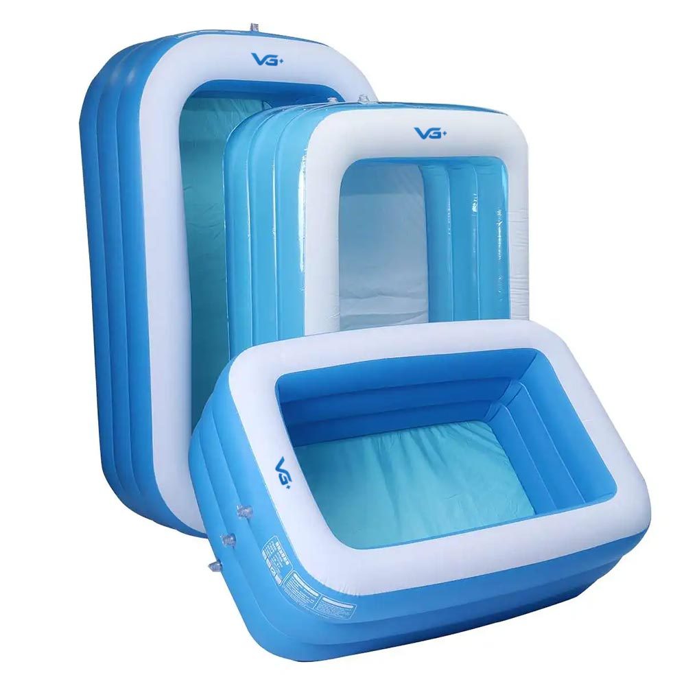 Piscina inflável Retangular Azul Familiar PVC Resistente 120 cm a 305 cm Infantil e Adulto VG Plus