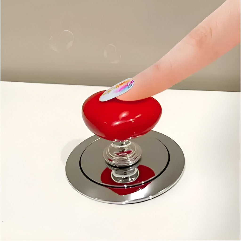 botão de pressão de vaso sanitário descarga formato coração decoração