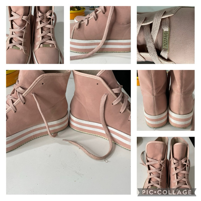 bota tênis rosa rosé super linda e confortável plataforma  Vizanno com detalhe em branco cardaço.