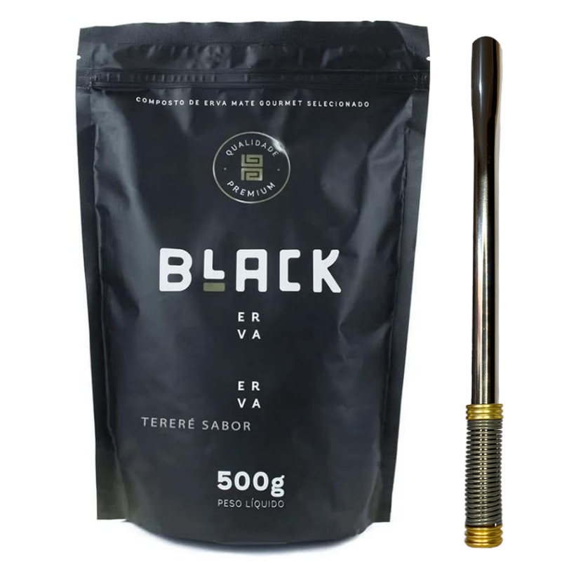 Kit Terere Bomba e Erva: Bomba Mola Externa POLIDA + Erva Mate para Terere Black Erva 500g