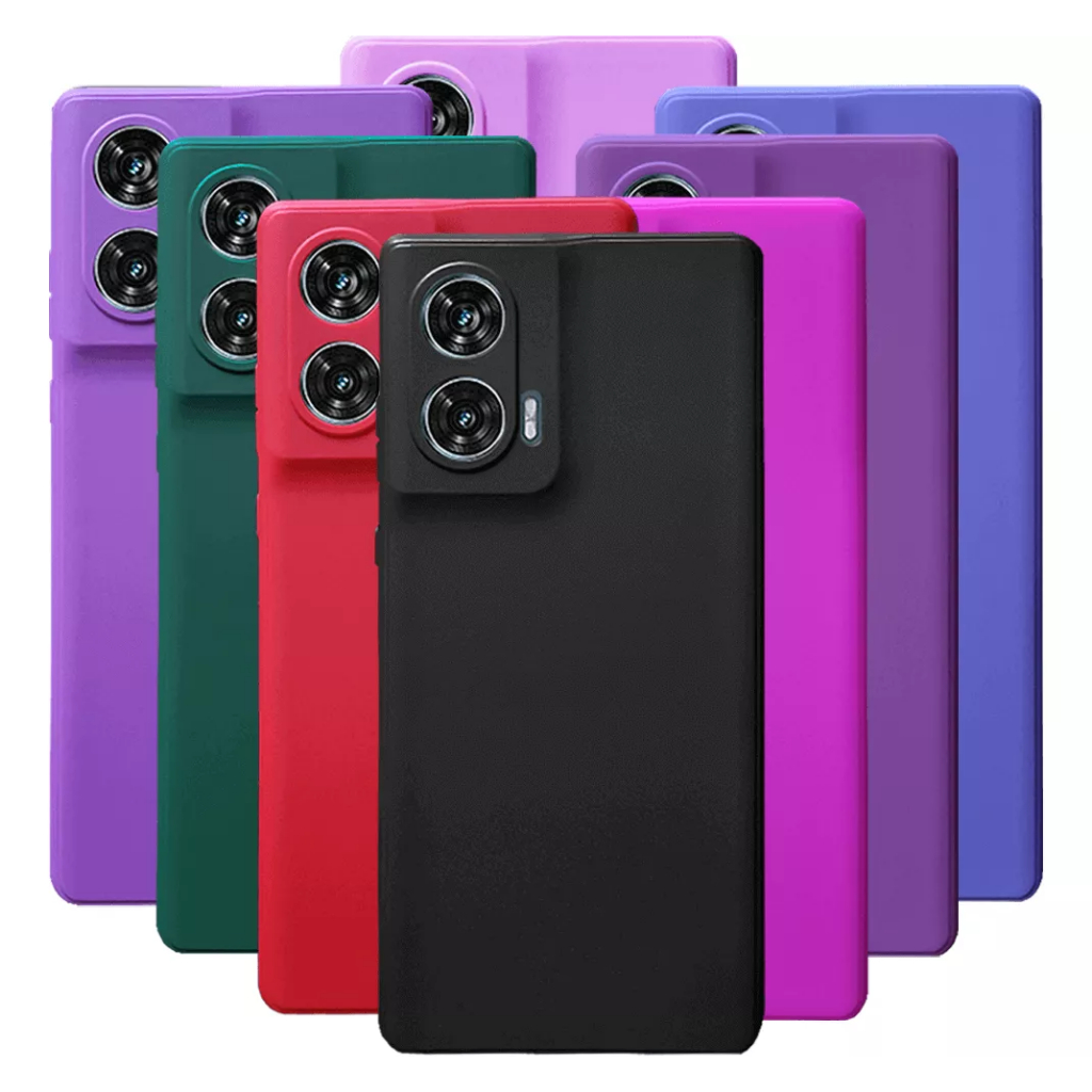 Kit 2X1 Motorola Moto Edge 50 Fusion - Capa Silicone Aveludada Veludo + Película