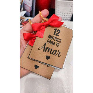 Cartão 12 Motivos para Amar Presente namorado dia dos namorados Casal Mimo Surpresa Amor aniversário um ano de namoro