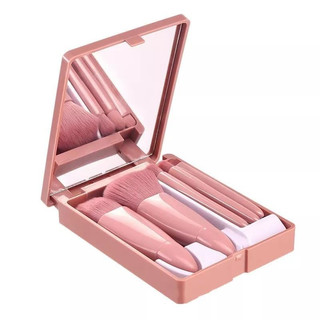 mini kit de maquiagem portátil com espelho com 5 pcs pincel de maquiagem dobrável que cabe no bolso