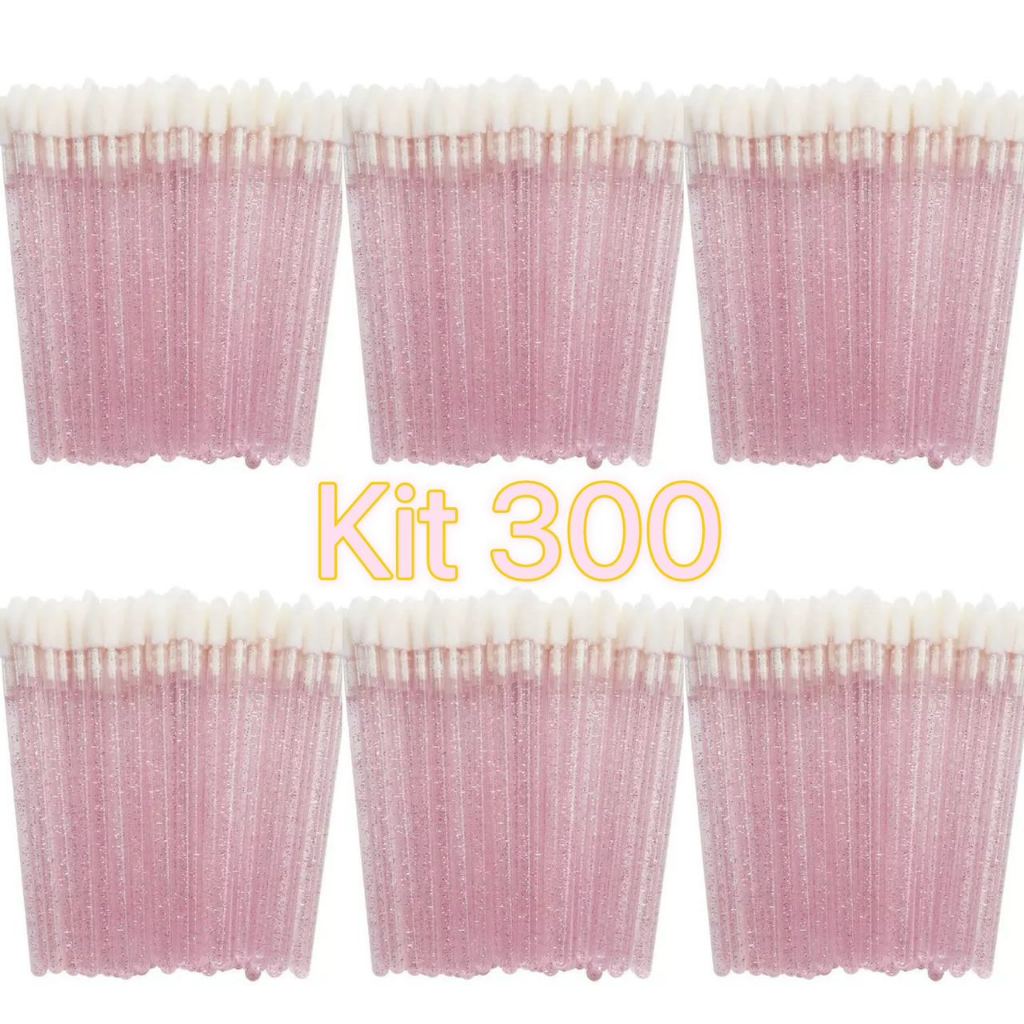 Kit 300 Pçs Pincel Aplicador Descartável De Gloss e Batom Com Glitter