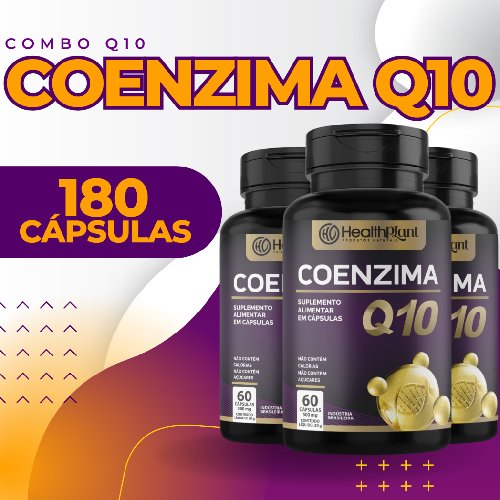 3 x Coenzima Q10 Ubiquinol 500mg Imunidade Resistencia Saúde 180 Cápsulas