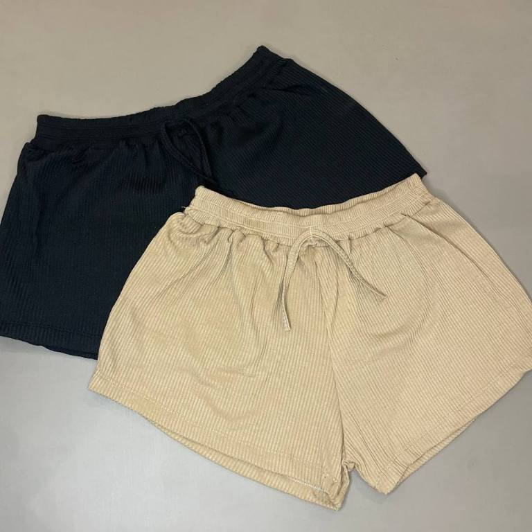 Kit 2 Shorts Feminino Canelado Curto Liso - 2SHC em Oferta na Shopee