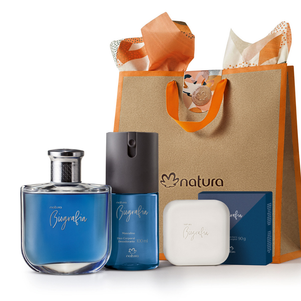 Presente natura biografia Conteúdo: 1 Desodorante colônia masculino 100 ml. 1 Desodorante corporal masculino 100 ml.