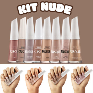 KIT Manicure NUDE 8 Unidades de Esmaltes Cores Nude RISQUE em Oferta na Shopee