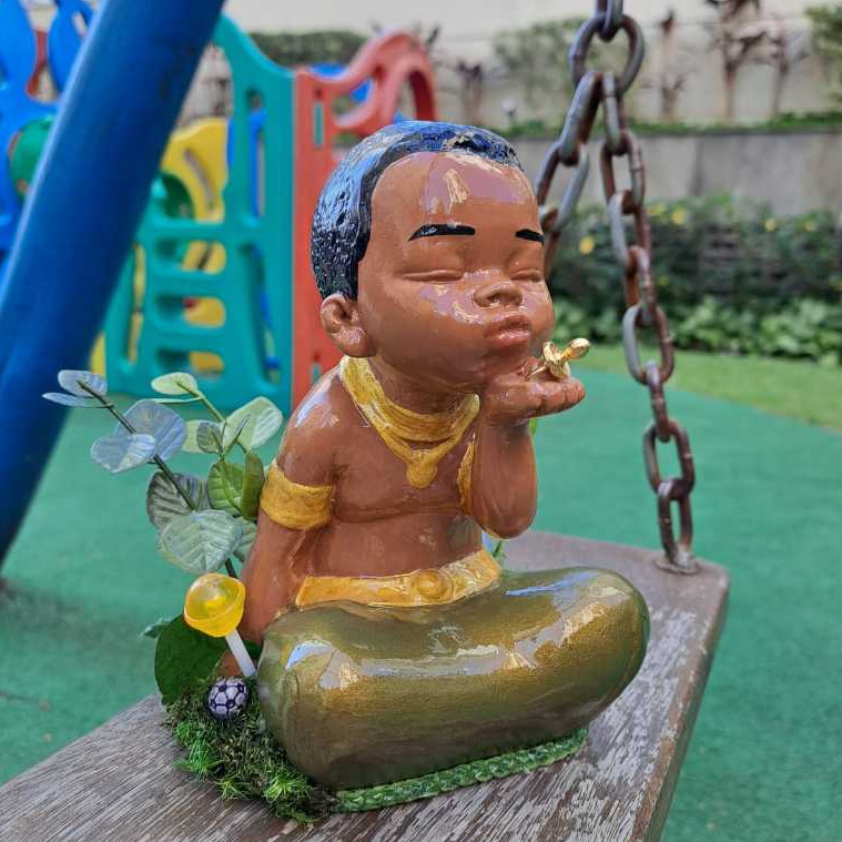 Imagem Erê Menino 17cm/ Flechinha/ Oxóssi/ Verde/ Criança Umbanda