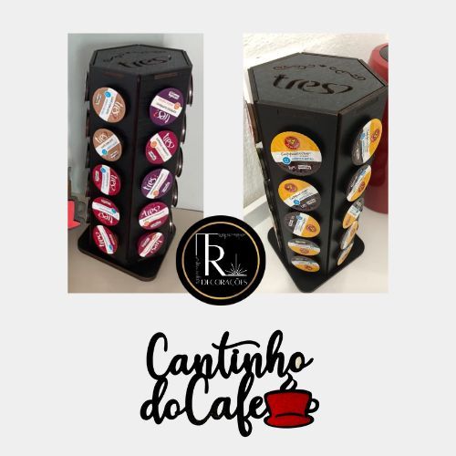 Porta Cápsulas GIRATÓRIA com Cantinho do Café - TRÊS CORAÇÕES / DOLCE GUSTO / NESPRESSO - CORES em Oferta na Shopee
