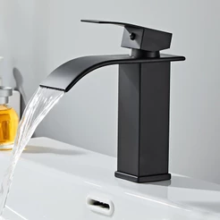 Torneira Preta Banheiro Cascata Misturador Monocomando Bica Baixa Quente E Fria Fosco Yesop