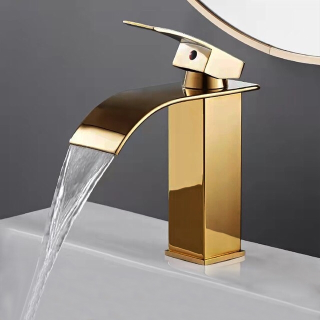 Torneira Banheiro Núcleo de cobre Cascata Dourada Luxo Misturador Monocomando Bica Baixa 18cm Yesop em Oferta na Shopee