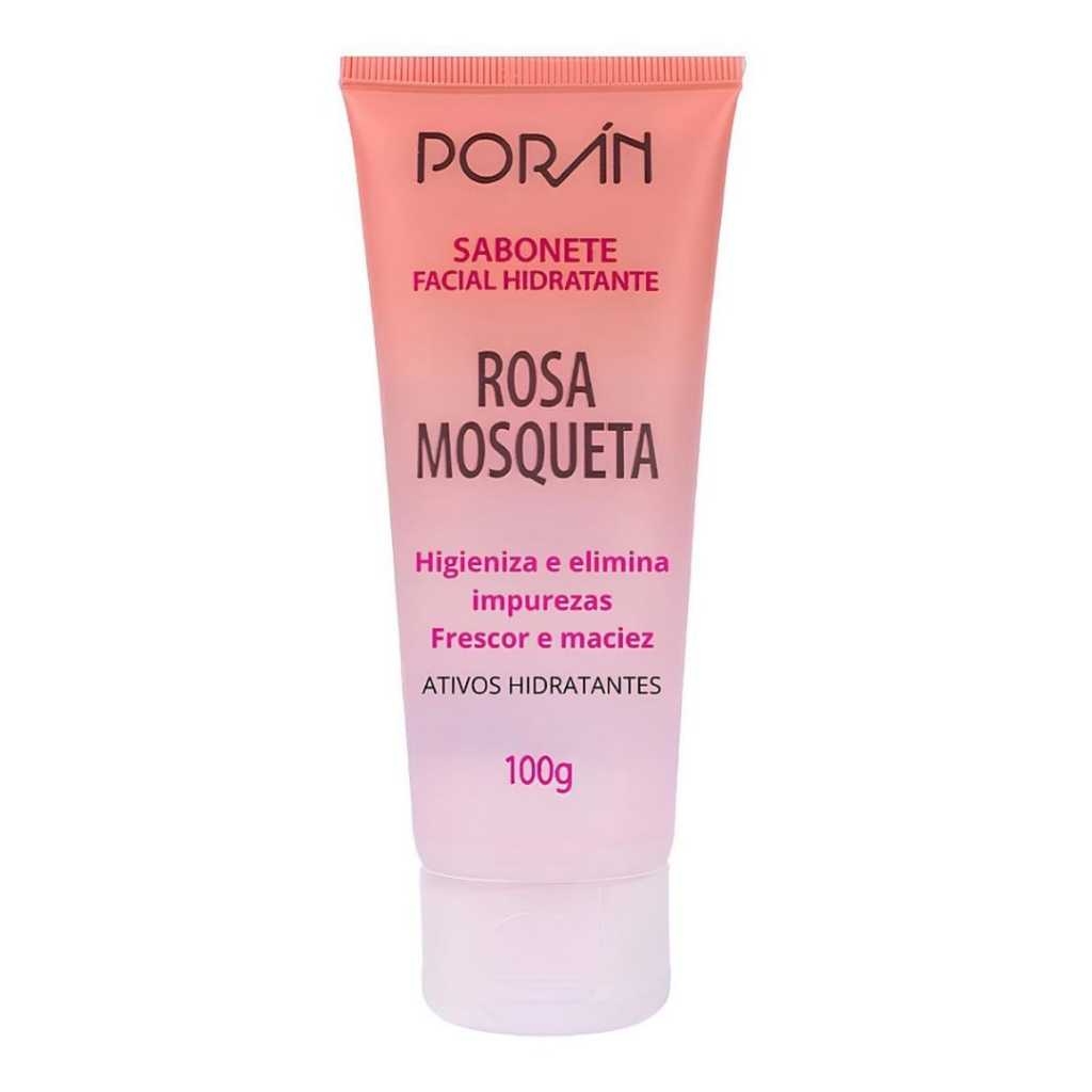 Sabonete Facial Rosa Mosqueta Porán Hidratante Limpeza Facial Pele Macia e Radiante 100g