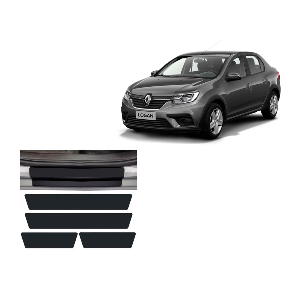 Kit Adesivo Protetor Preto Fosco Soleira renault logan 2014+