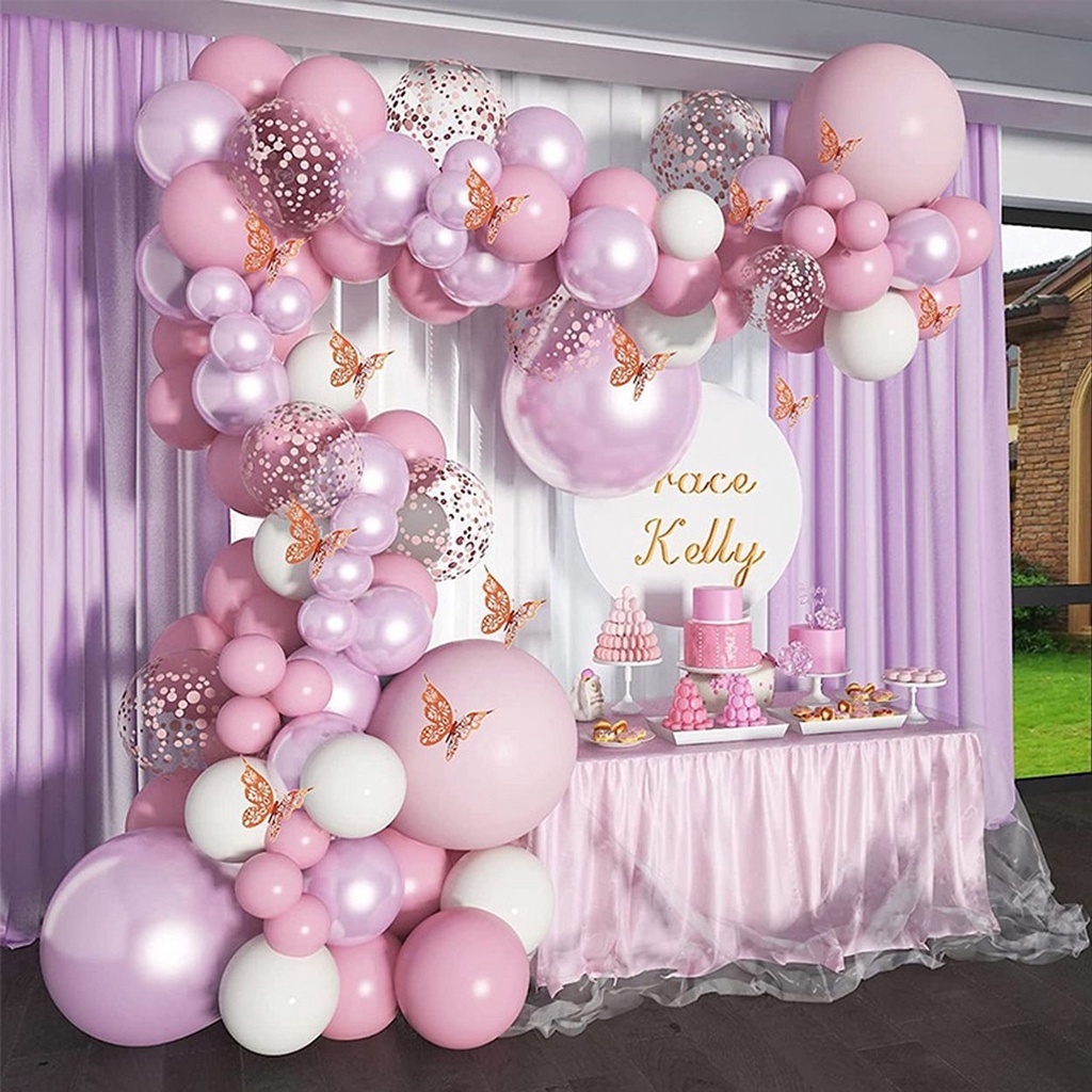 Kit Romântico 134 peças Balões  5"10" 12" 18" Roxo rosa fosco Balão Para Festas e Aniversários decoração