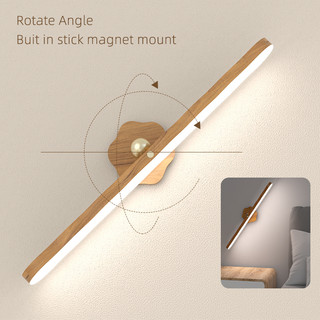Luz De LED De Noite De Madeira Espelho Frontal De Preenchimento Parede Magnética USB-C Recarregável