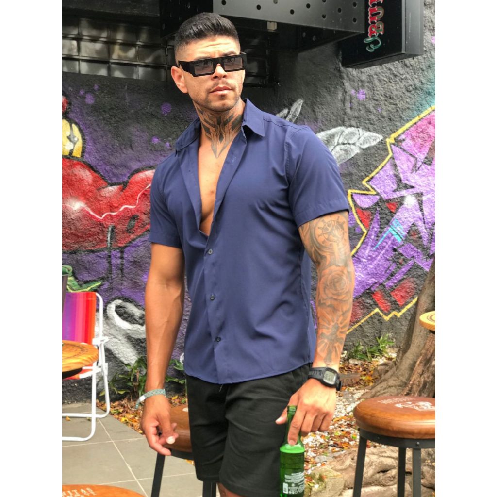 Camisa Social liso Mascuilnha Havaiana Verao edit