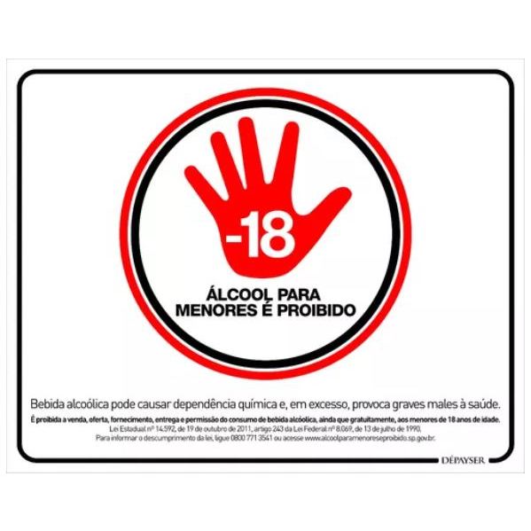 Placa Proibido Venda Bebida para Menores de 18 Anos 25x20 em Oferta na Shopee