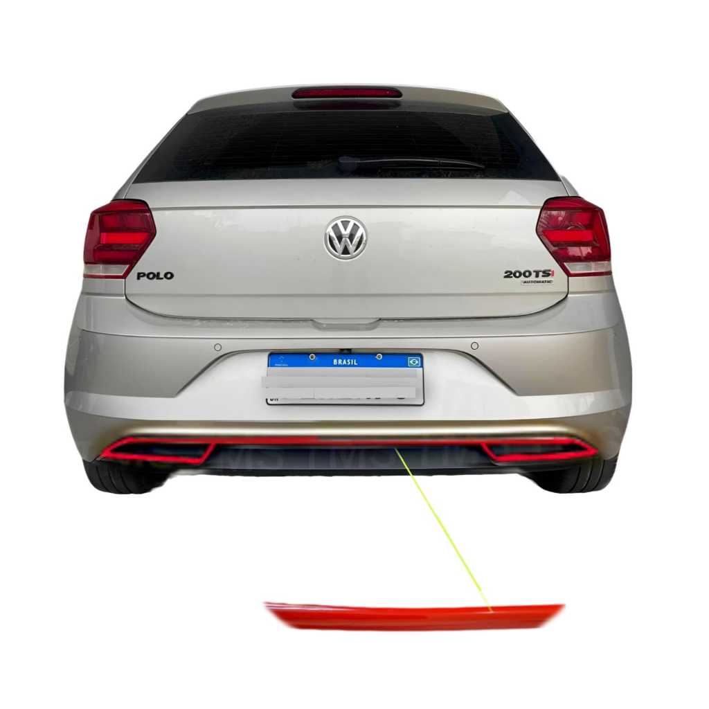 Difusor Traseiro Volkswagen Polo Aplique detalhe VERMELHO