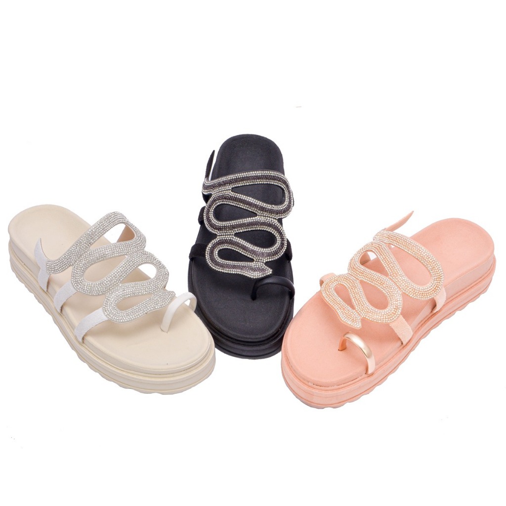 papete sandalia cobra strass luxo sola alta do 33 ao 41 confortavel lançamento em Oferta na Shopee