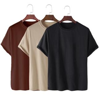 Kit 3 Camisetas Básicas Streetwear Camisa T-Shirt Masculina Slim Promoção Algodão Varias C...