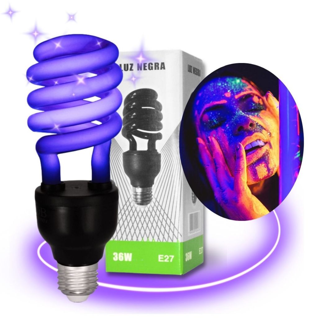 Lâmpada Luz Negra 36W Espiral 110 / 220 - Efeito Neon