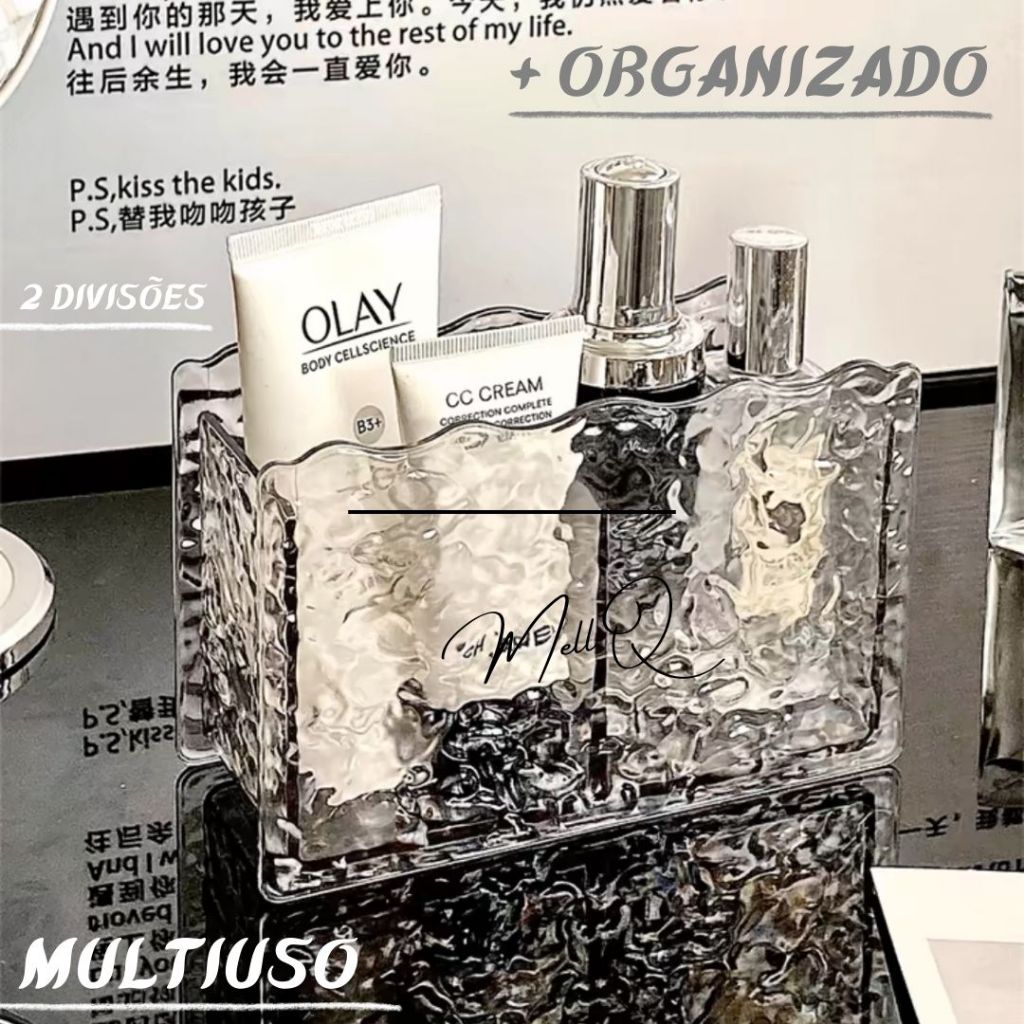 Organizador De Maquiagem Com 2 Divisorias Porta Pincel Lápis Caneta Joia Maquiagem Acrílico Multiuso