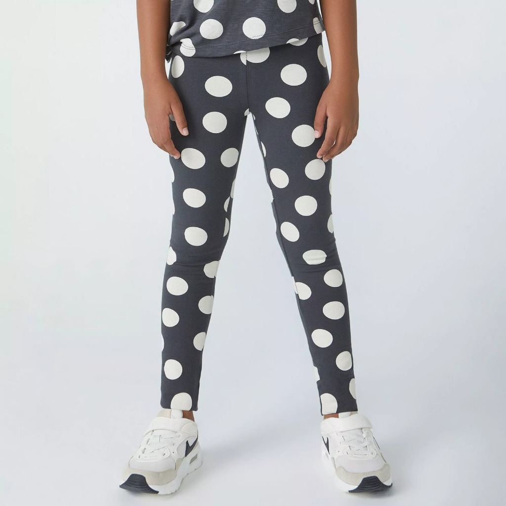Calça Legging Infantil Juvenil Poá (Cinza Escuro e Branca) Hering Kids