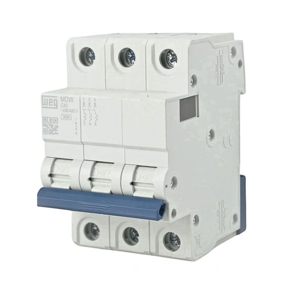 Disjuntor Weg Tripolar Din 40A Curva C MDWP-C40 3 Polos