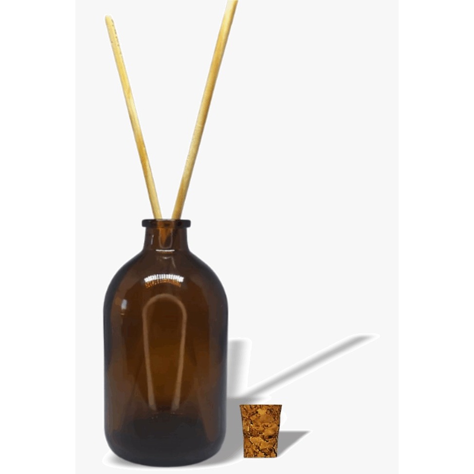 02 vidro (vazio) Difusor - Aromatizador - ambar de 100ml - c/ varetas e rolha