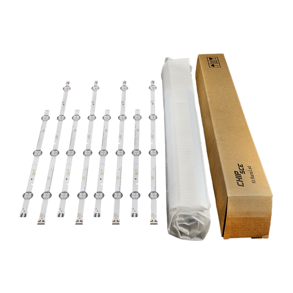 Kit Barra Led TV Compatível c/ UN43J5000, UN43J5200, UN43J5290, UN43T5300 - 8 Barras Novas Alumínio