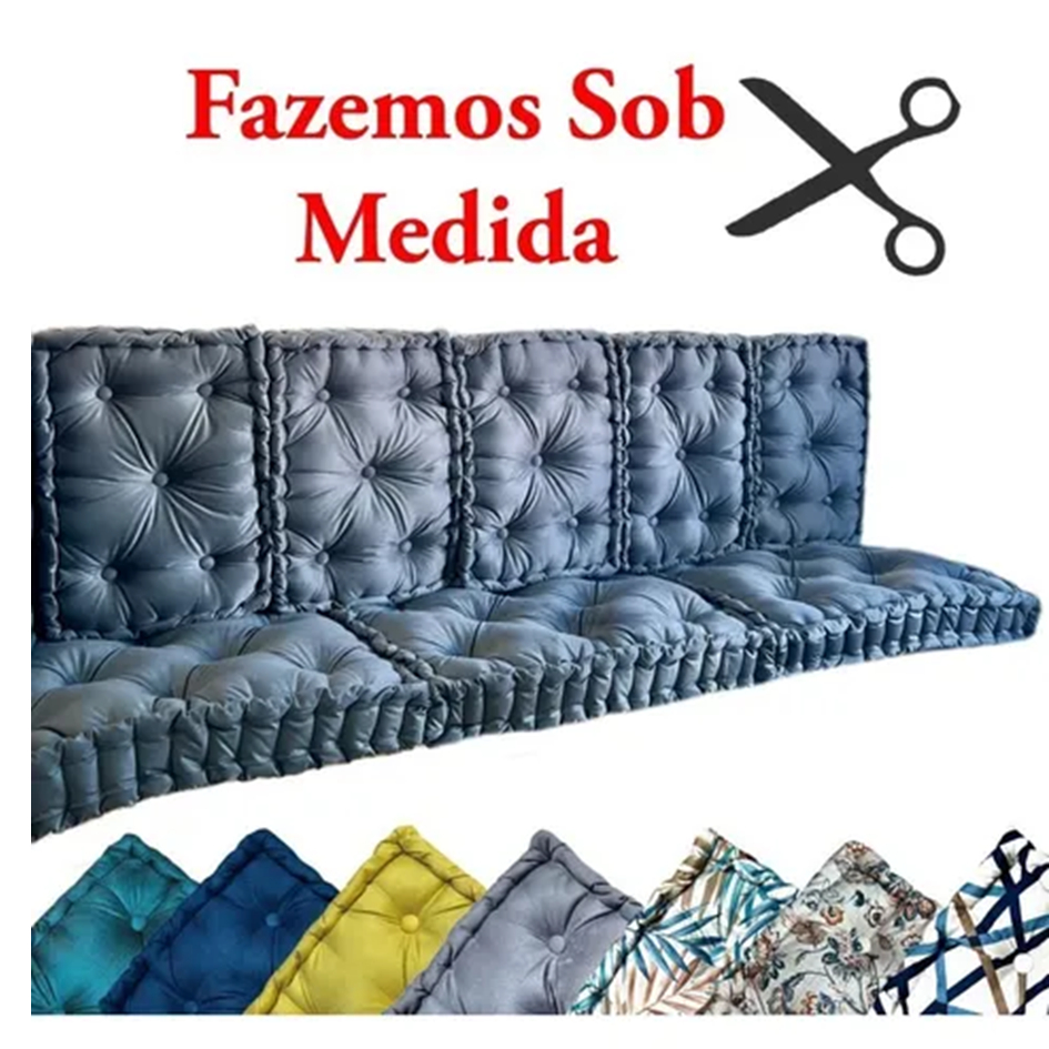 ALMOFADA FUTÓN TURCA 50X20X10 TECIDO SUEDE ASSENTO ENCOSTO BANCO CANTO ALEMÃO