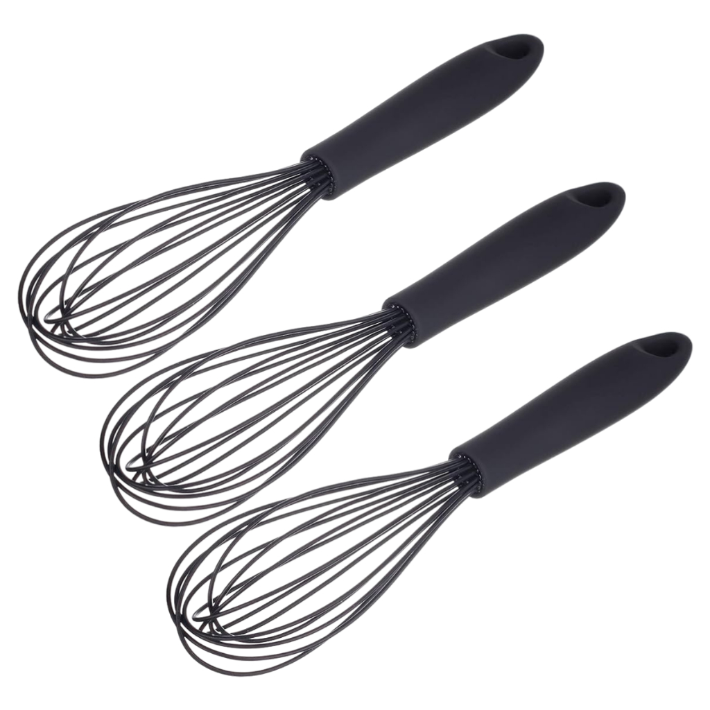 Batedor Manual Fio Silicone C/ Cabo Em Pp Preto 30cm Weck