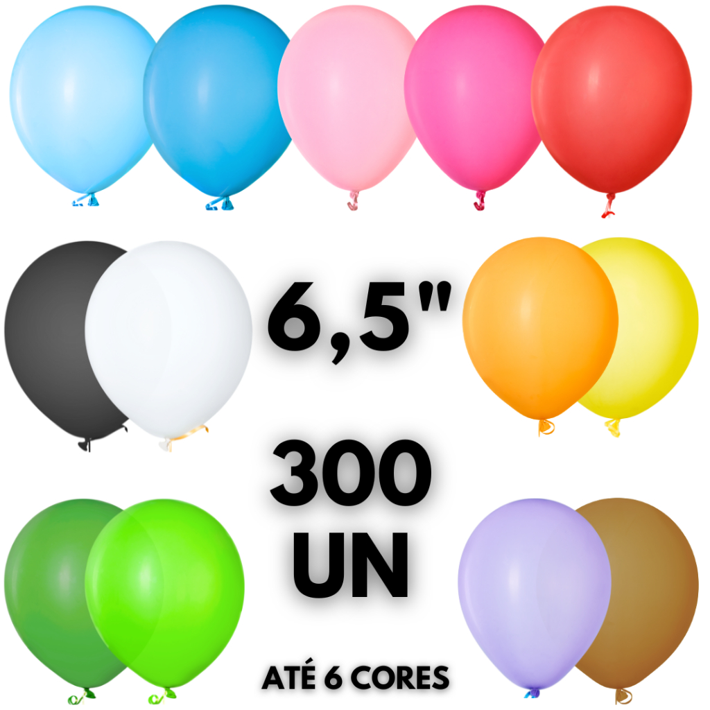 Kit 300 Balão Bexiga Liso Festa Decoração 6 Polegadas Aniversário Comemoração em Oferta na Shopee