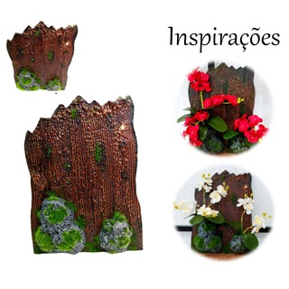 Kit Com 2 Peças MDF Decorativo Tronco com Pedra de Isopor para Arranjo