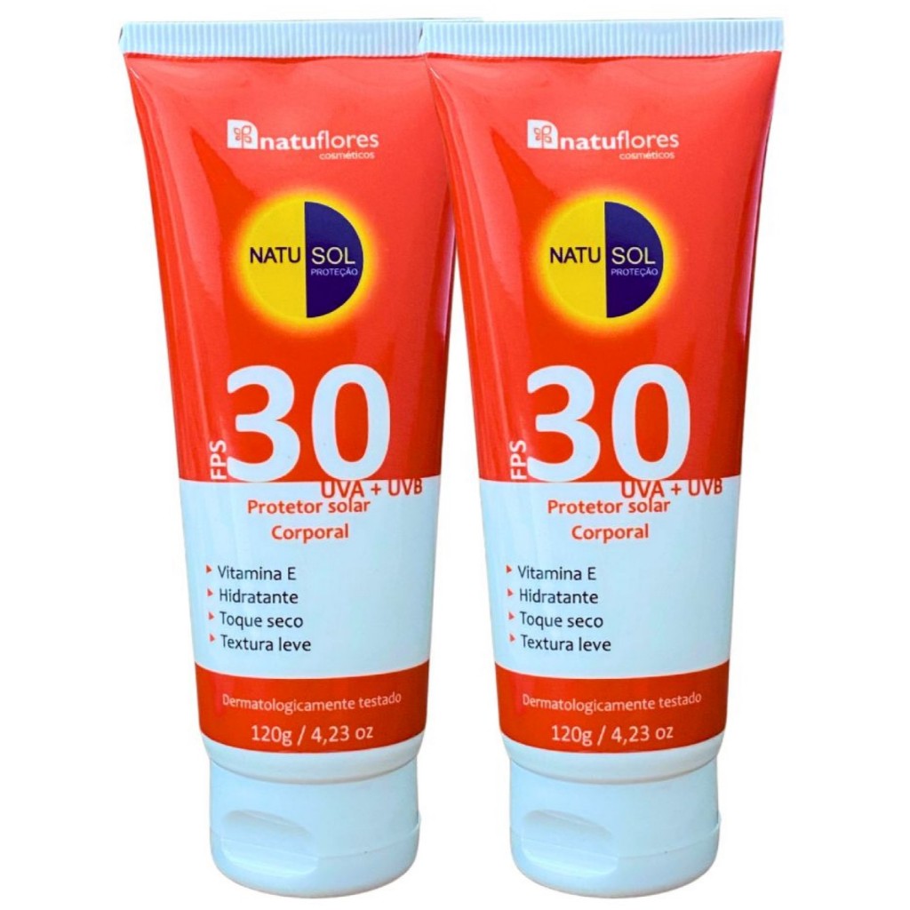PROTETOR SOLAR CORPORAL FPS 30 NATUSOL 120g NATUFLORES Kit 2un