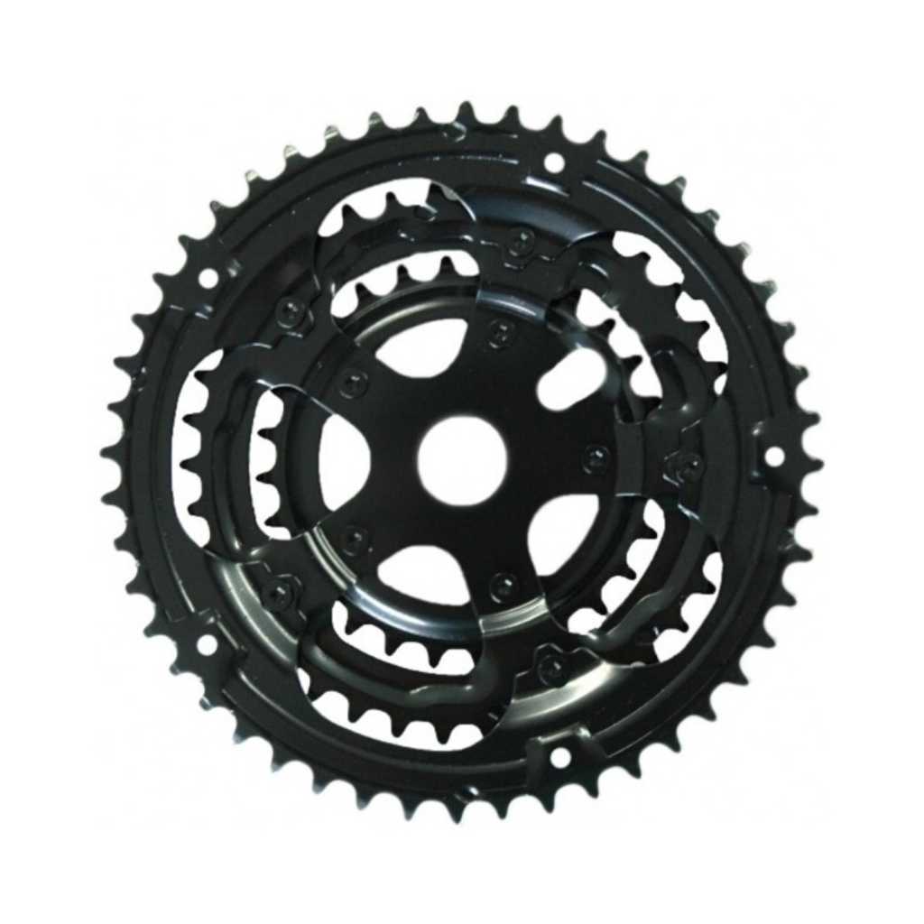 Coroa Engrenagem Monobloco Tripla 28/38/48 Soldada Index Preta Para Bicicleta Bike Mtb